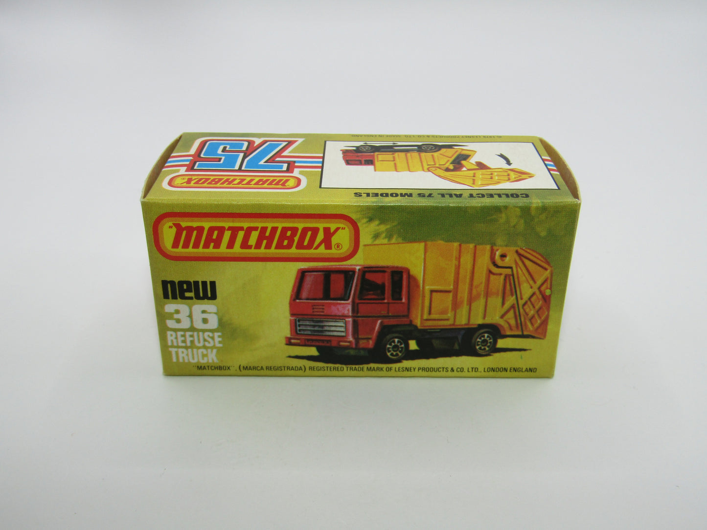 Matchbox Superfast No 36D Refuse Truck Blue, Orange & Orange BLACK Slider