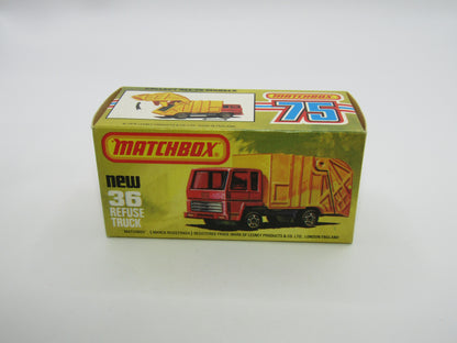 Matchbox Superfast No 36D Refuse Truck Blue, Orange & Orange BLACK Slider