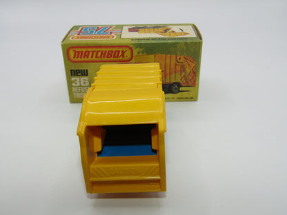 Matchbox Superfast No 36D Refuse Truck Blue, Yellow & Yellow Black Slider