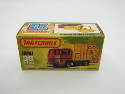 Matchbox Superfast No 36D Refuse Truck Blue, Yellow & Yellow Black Slider