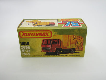 Matchbox Superfast No 36D Refuse Truck Blue, Yellow & Yellow Black Slider
