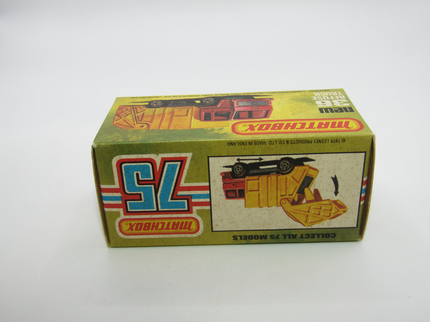 Matchbox Superfast No 36D Refuse Truck Blue, Yellow & Yellow Black Slider