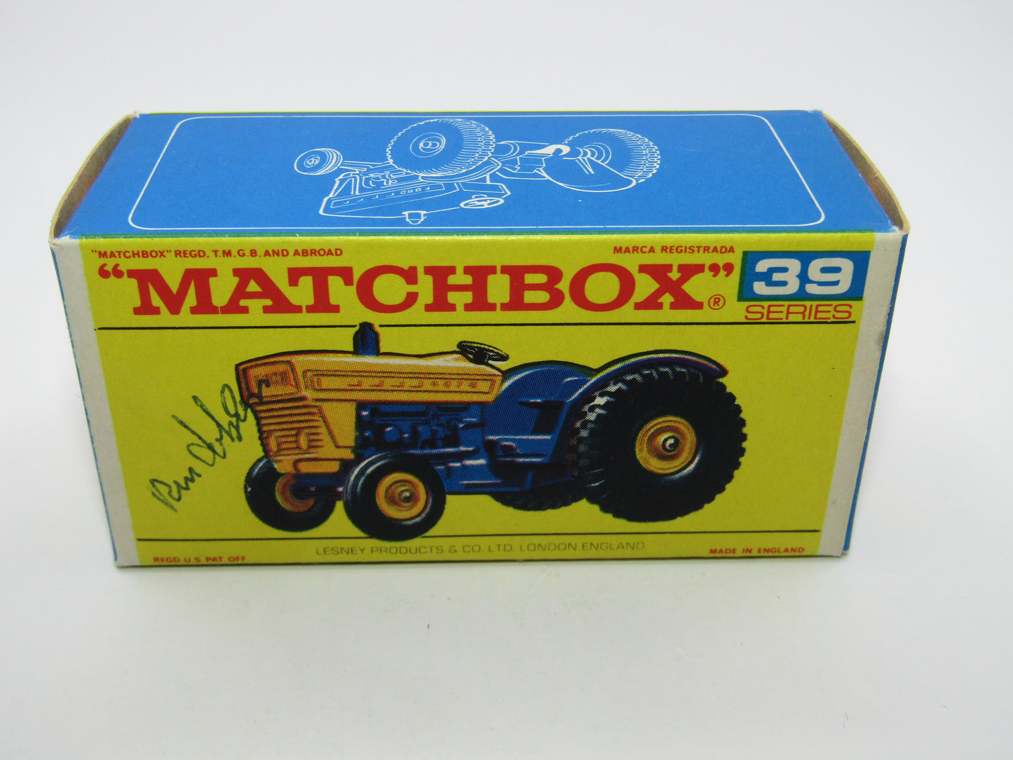 Matchbox Regular Wheels 39C Ford Tractorsigned by Ron Jobson Matchbox Artist