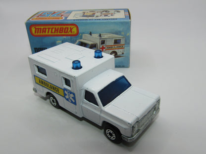 Matchbox Superfast No 41C Ambulance YELLOW & BLUE Label ORANGE Interior