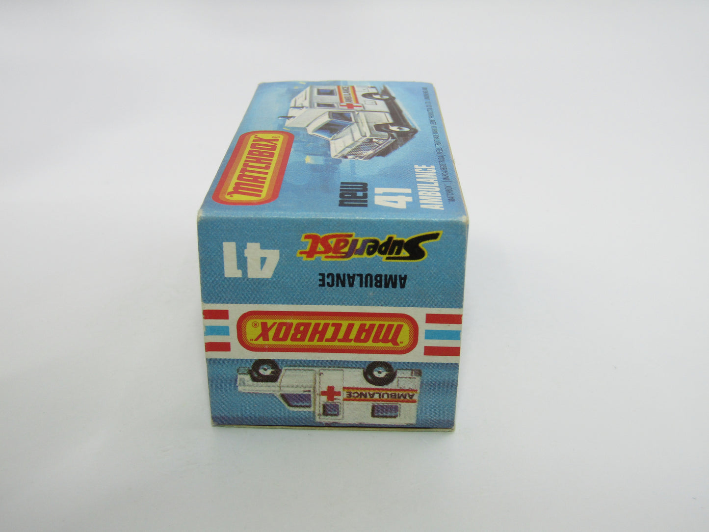 Matchbox Superfast No 41C Ambulance YELLOW & BLUE Label ORANGE Interior