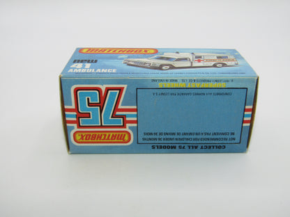 Matchbox Superfast No 41C Ambulance YELLOW & BLUE Label ORANGE Interior
