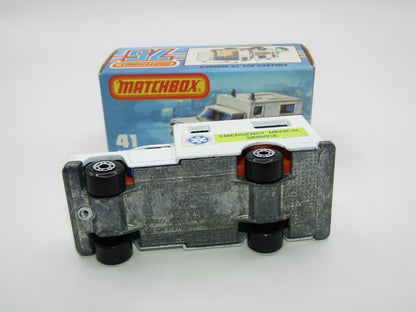 Matchbox Superfast No 41C Ambulance EMS Label ORANGE Interior