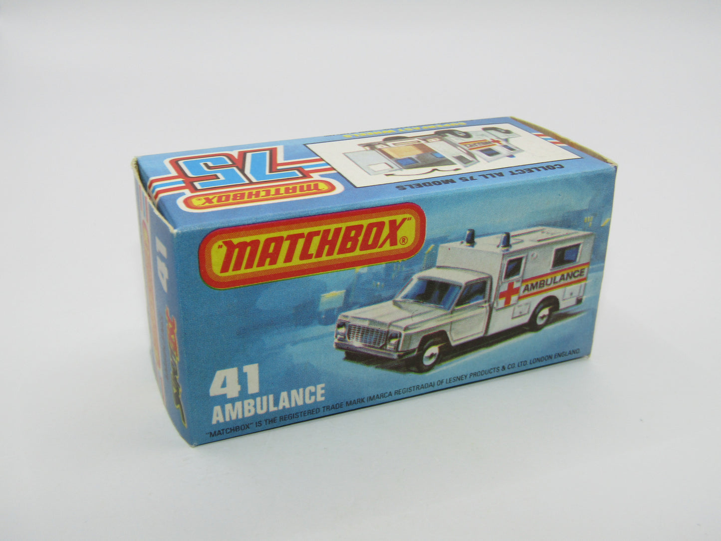 Matchbox Superfast No 41C Ambulance EMS Label ORANGE Interior
