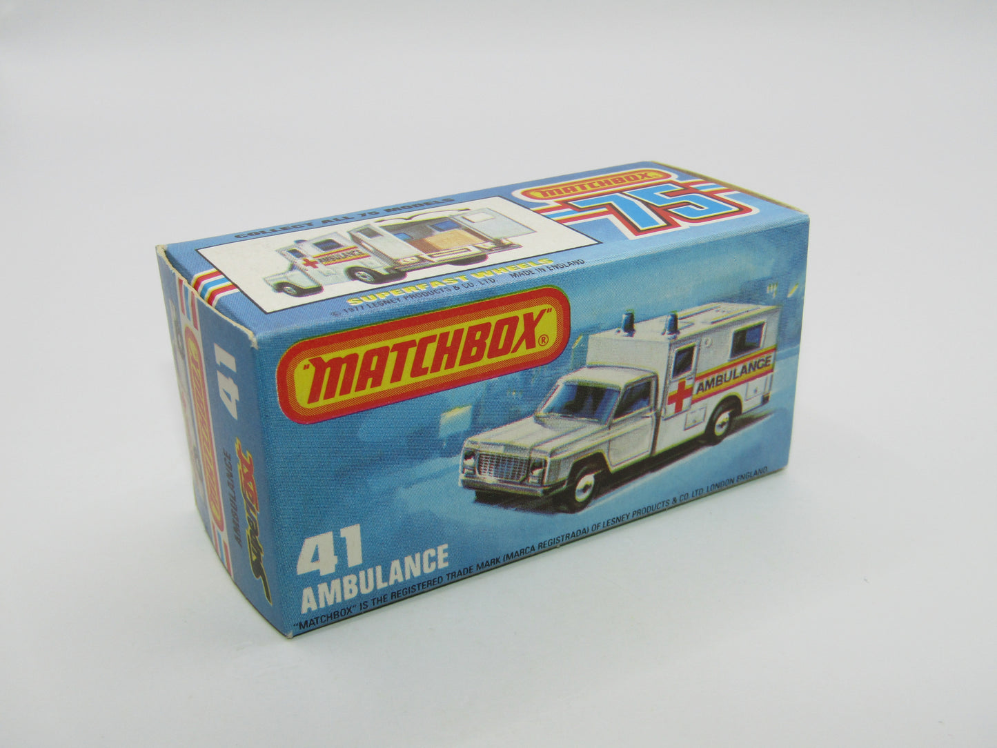 Matchbox Superfast No 41C Ambulance EMS Label ORANGE Interior