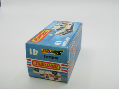 Matchbox Superfast No 41C Ambulance EMS Label ORANGE Interior