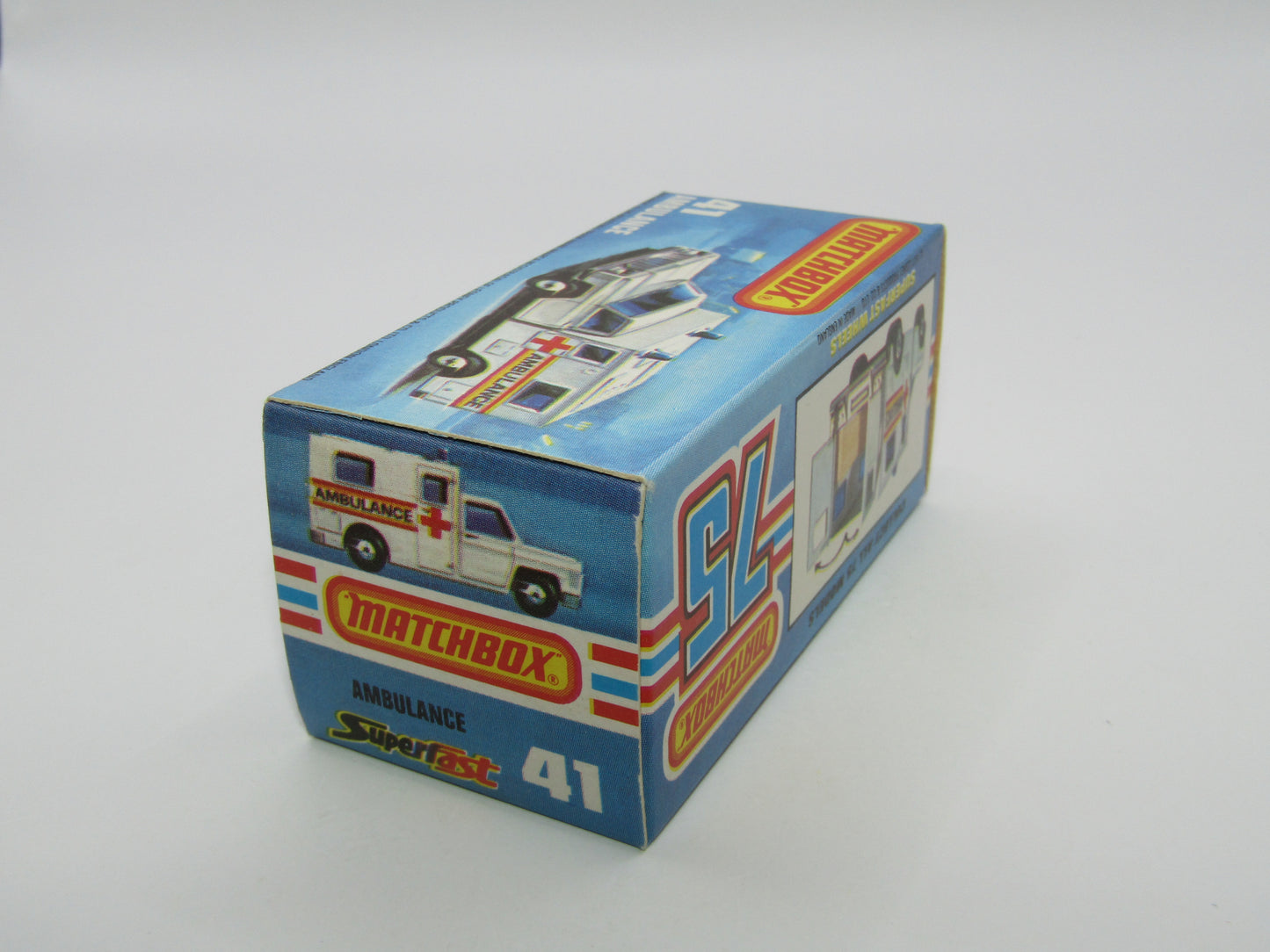 Matchbox Superfast No 41C Ambulance EMS Label ORANGE Interior