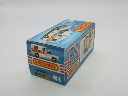 Matchbox Superfast No 41C Ambulance EMS Label ORANGE Interior