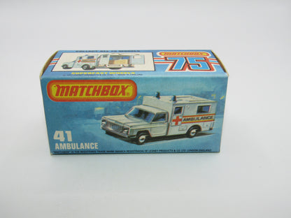 Matchbox Superfast No 41C Ambulance  - CROSS Ambulance Label ORANGE Interior