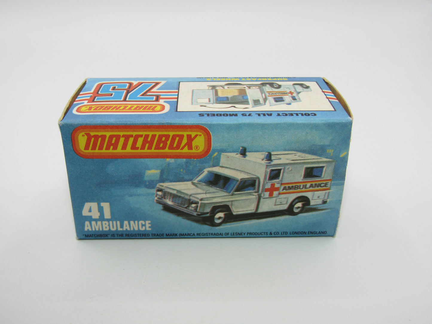 Matchbox Superfast No 41C Ambulance  - CROSS Ambulance Label ORANGE Interior