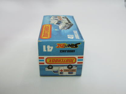 Matchbox Superfast No 41C Ambulance  - CROSS Ambulance Label ORANGE Interior