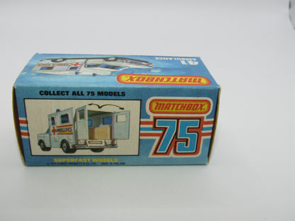 Matchbox Superfast No 41C Ambulance  - CROSS Ambulance Label ORANGE Interior