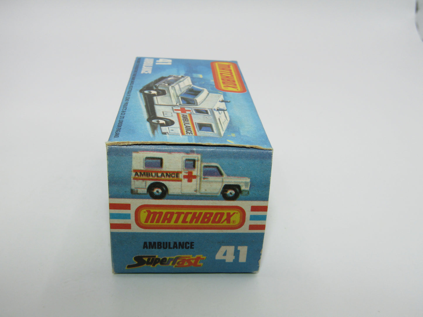 Matchbox Superfast No 41C Ambulance  - CROSS Ambulance Label ORANGE Interior