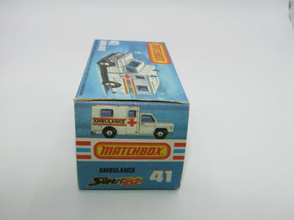 Matchbox Superfast No 41C Ambulance  - CROSS Ambulance Label ORANGE Interior