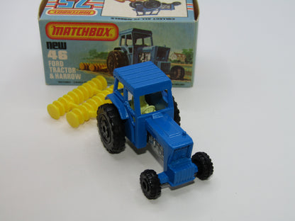 Matchbox Superfast 46C Ford Tractor Black Hubs Light Yellow Interior