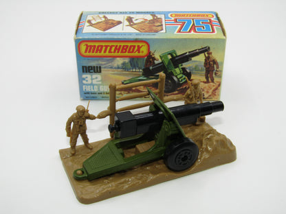 Matchbox Superfast 32C Field Gun Olive Green 5 Arch Wheels