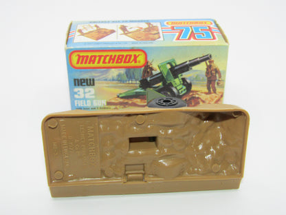 Matchbox Superfast 32C Field Gun Olive Green 5 Arch Wheels