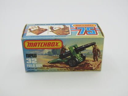 Matchbox Superfast 32C Field Gun Olive Green 5 Arch Wheels