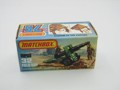 Matchbox Superfast 32C Field Gun Olive Green 5 Arch Wheels