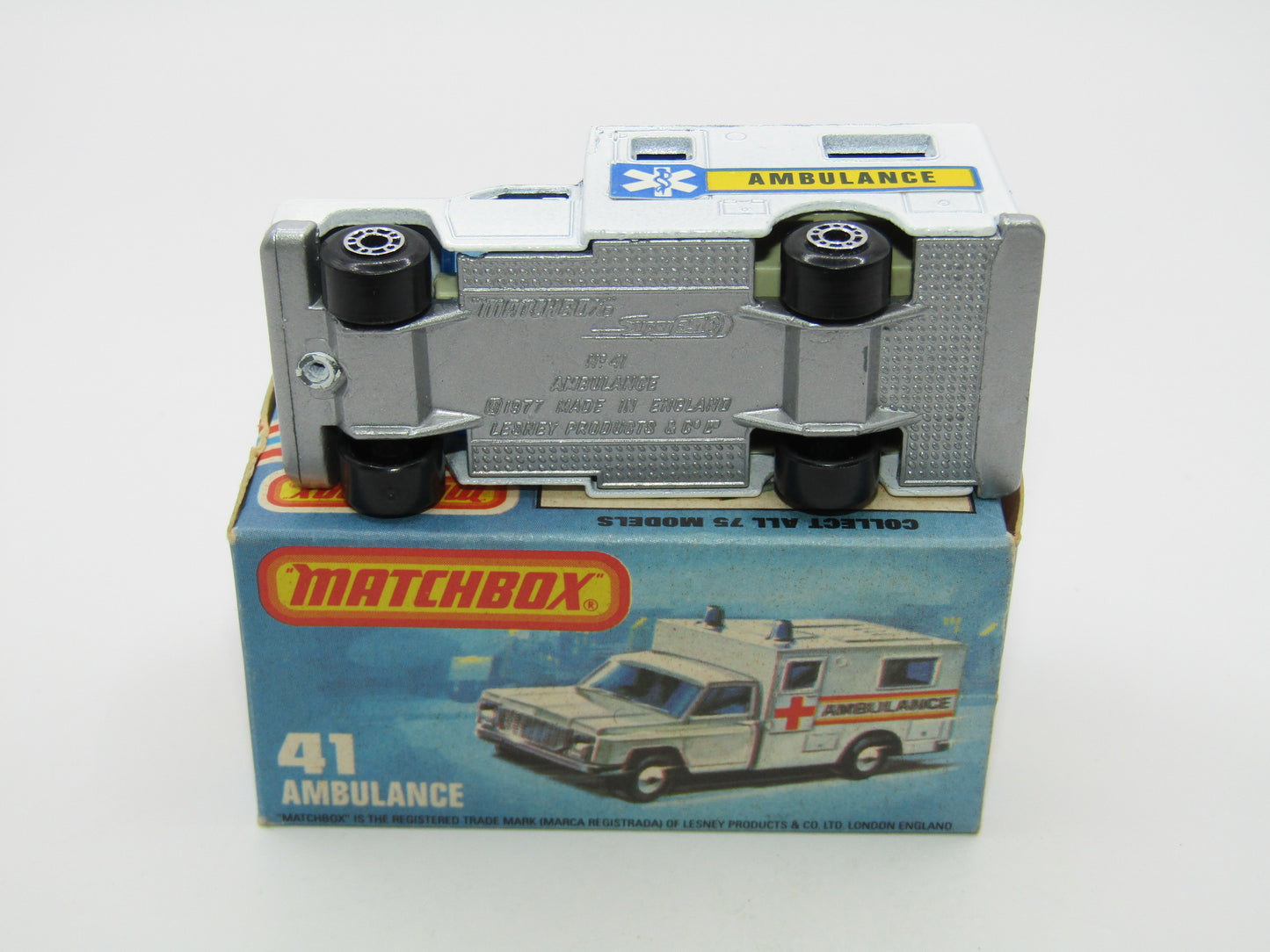 Matchbox Superfast No 41C Ambulance - SILVER BASE Ambulance Labels
