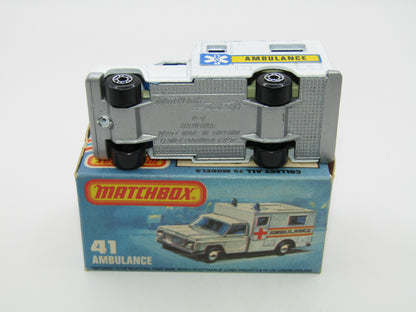Matchbox Superfast No 41C Ambulance - SILVER BASE Ambulance Labels