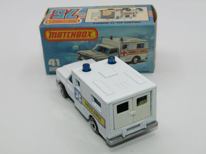 Matchbox Superfast No 41C Ambulance - SILVER BASE Ambulance Labels