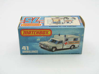 Matchbox Superfast No 41C Ambulance - SILVER BASE Ambulance Labels