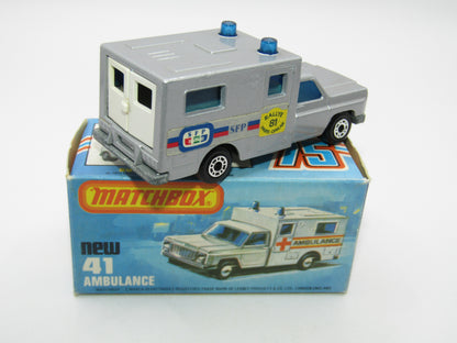 Matchbox Superfast No 41C Ambulance Silver - Paris Dakar WHITE DOORS