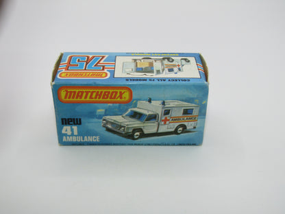 Matchbox Superfast No 41C Ambulance Silver - Paris Dakar WHITE DOORS