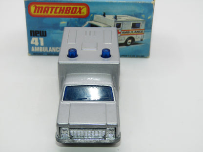 Matchbox Superfast No 41C Ambulance Silver Paris Dakar DARK BLUE Windows