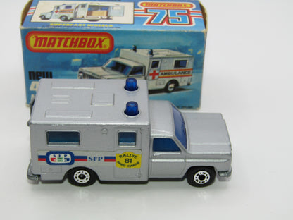 Matchbox Superfast No 41C Ambulance Silver Paris Dakar DARK BLUE Windows