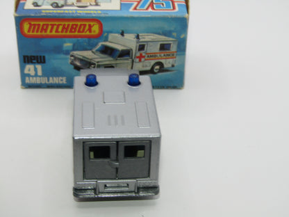 Matchbox Superfast No 41C Ambulance Silver Paris Dakar DARK BLUE Windows