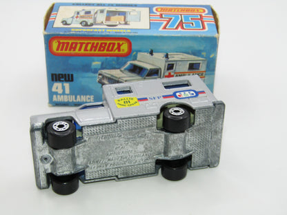 Matchbox Superfast No 41C Ambulance Silver Paris Dakar DARK BLUE Windows