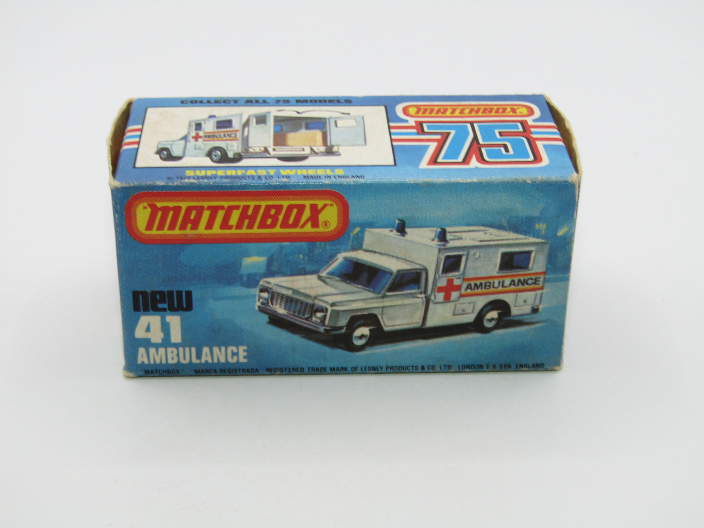 Matchbox Superfast No 41C Ambulance Silver Paris Dakar DARK BLUE Windows