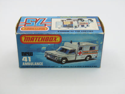 Matchbox Superfast No 41C Ambulance Silver Paris Dakar DARK BLUE Windows