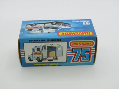 Matchbox Superfast No 41C Ambulance Pacific Ambulance SILVER Base