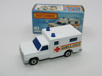 Matchbox Superfast No 41C Ambulance DARK BLUE Windows Ambulance Labels