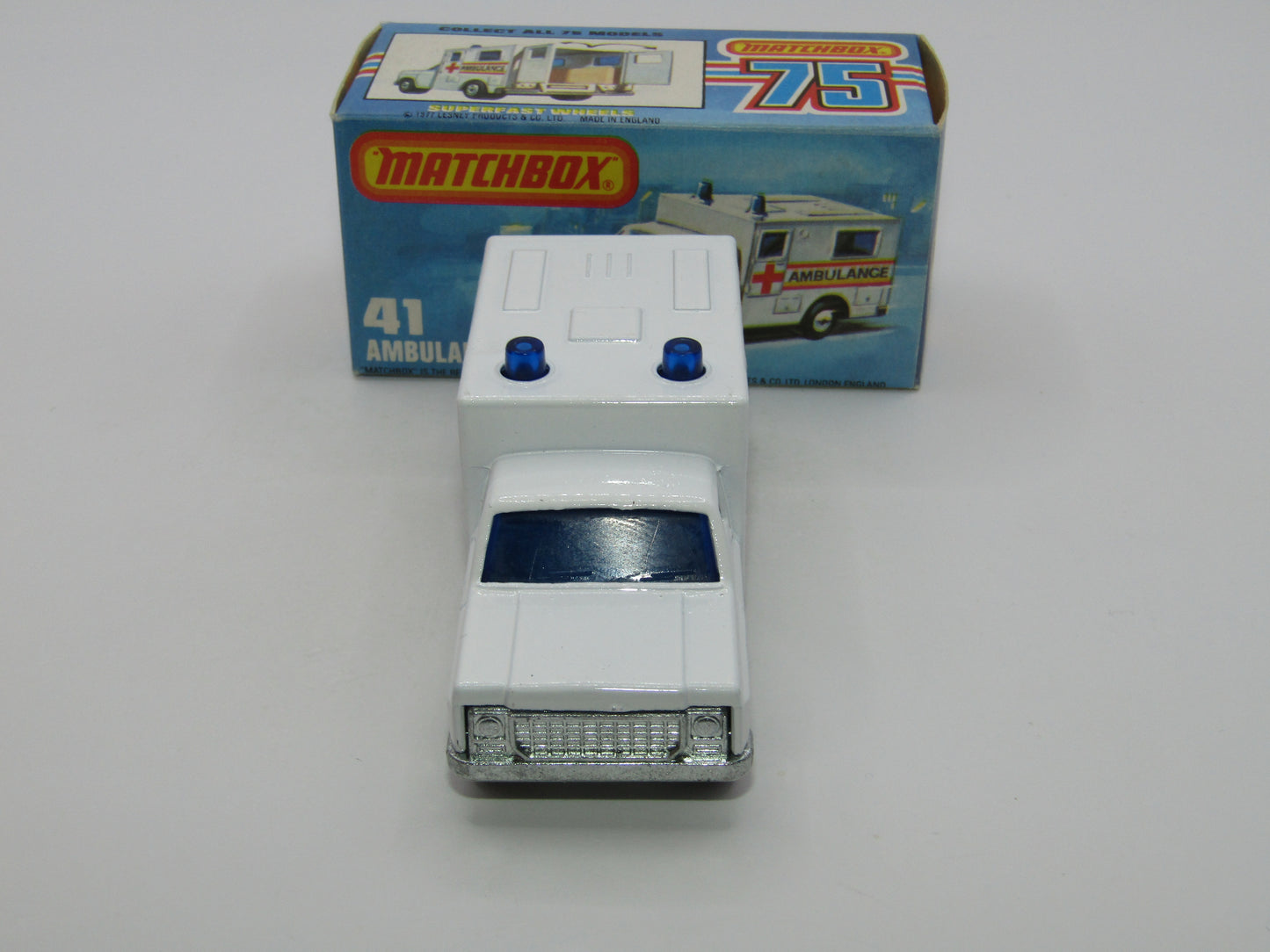 Matchbox Superfast No 41C Ambulance DARK BLUE Windows Ambulance Labels