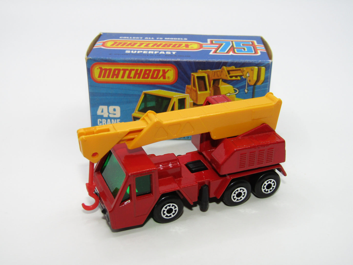 Matchbox Superfast 49C Crane Truck DARK RED Green Windows
