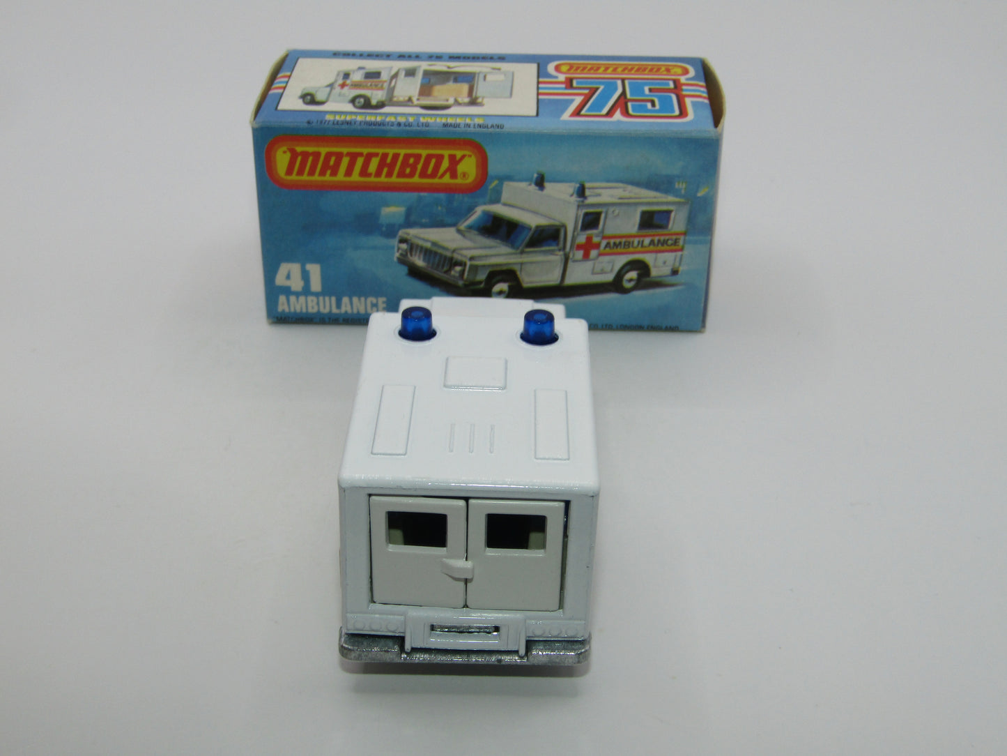 Matchbox Superfast No 41C Ambulance DARK BLUE Windows Ambulance Labels