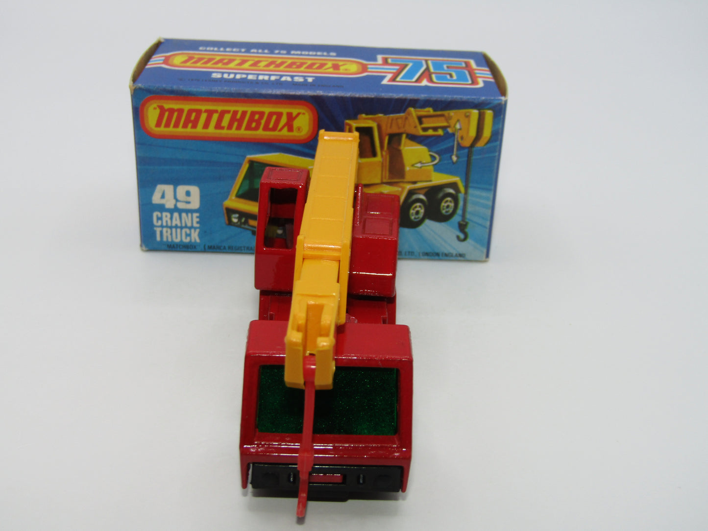 Matchbox Superfast 49C Crane Truck DARK RED Green Windows