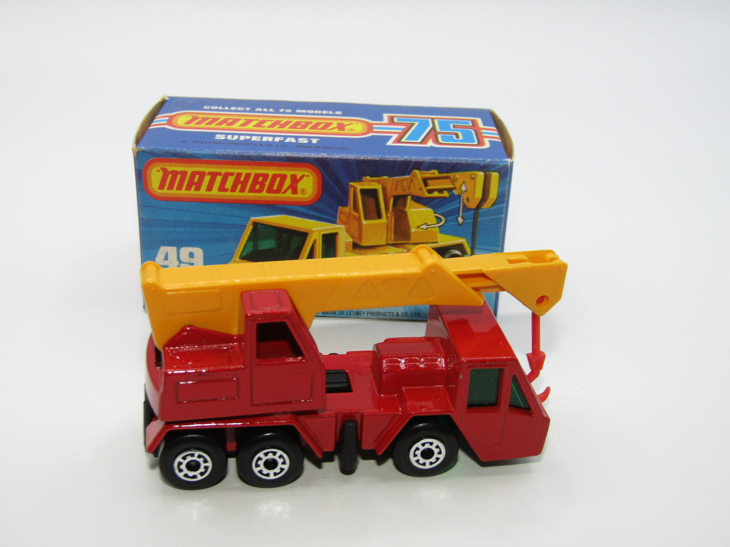 Matchbox Superfast 49C Crane Truck DARK RED Green Windows
