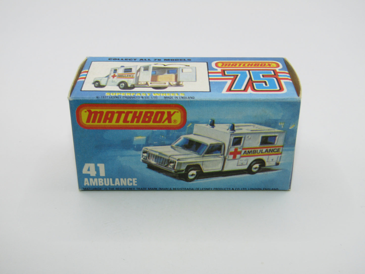Matchbox Superfast No 41C Ambulance DARK BLUE Windows Ambulance Labels