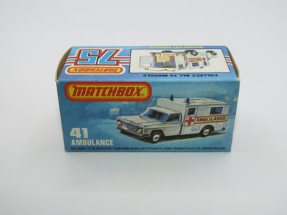 Matchbox Superfast No 41C Ambulance DARK BLUE Windows Ambulance Labels