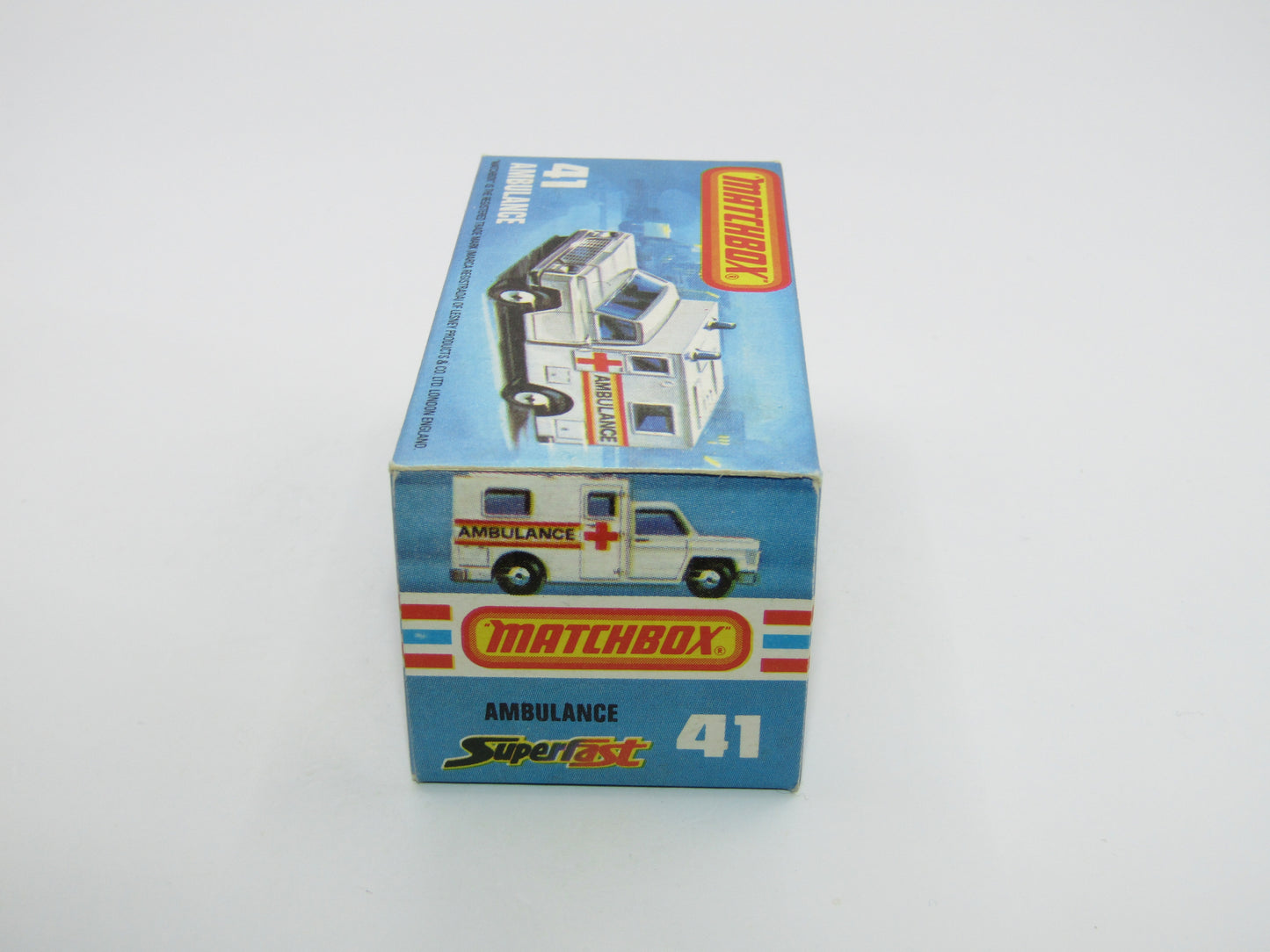 Matchbox Superfast No 41C Ambulance DARK BLUE Windows Ambulance Labels