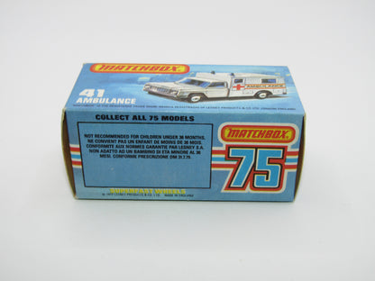 Matchbox Superfast No 41C Ambulance DARK BLUE Windows Ambulance Labels